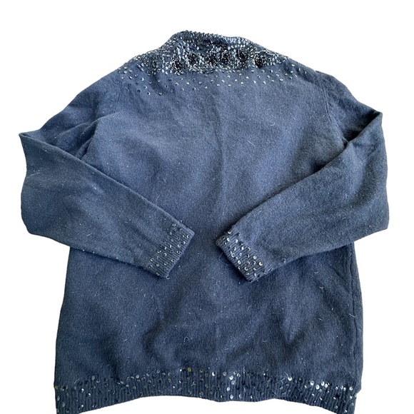 VIVIEN FOREST BLACK BEAD/SEQUIN cardigan EMBELLISHED LINED SZ MEDIUM SO SOFT!! - Picture 4 of 16